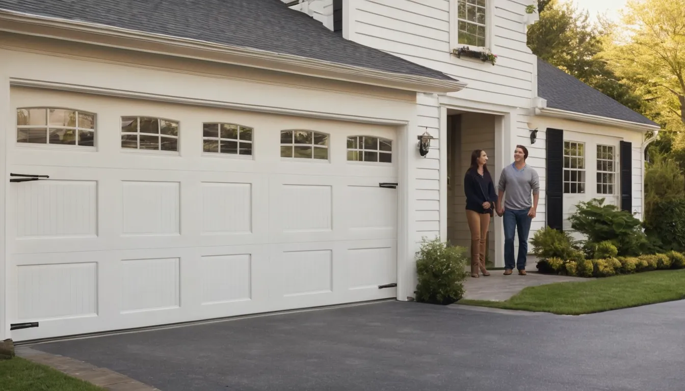 A homeowner and a friendly garage door provider looking at a garage door in Leesburg